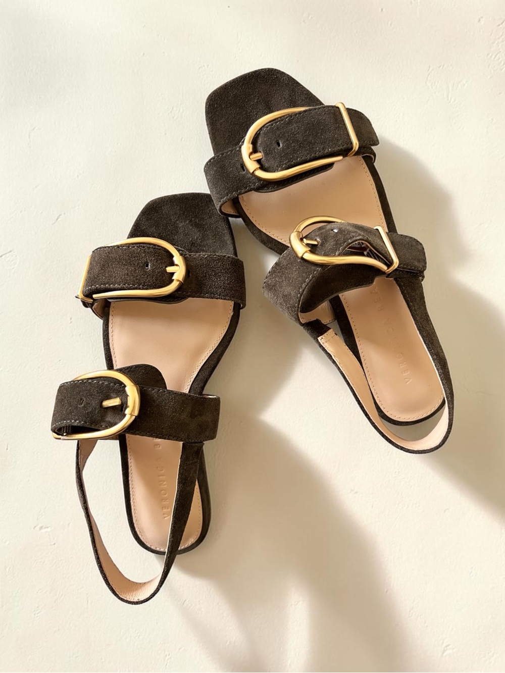 VERONICA BEARD Maglio Suede Slingback Sandals Women's Dark Brown Green Sz 5
